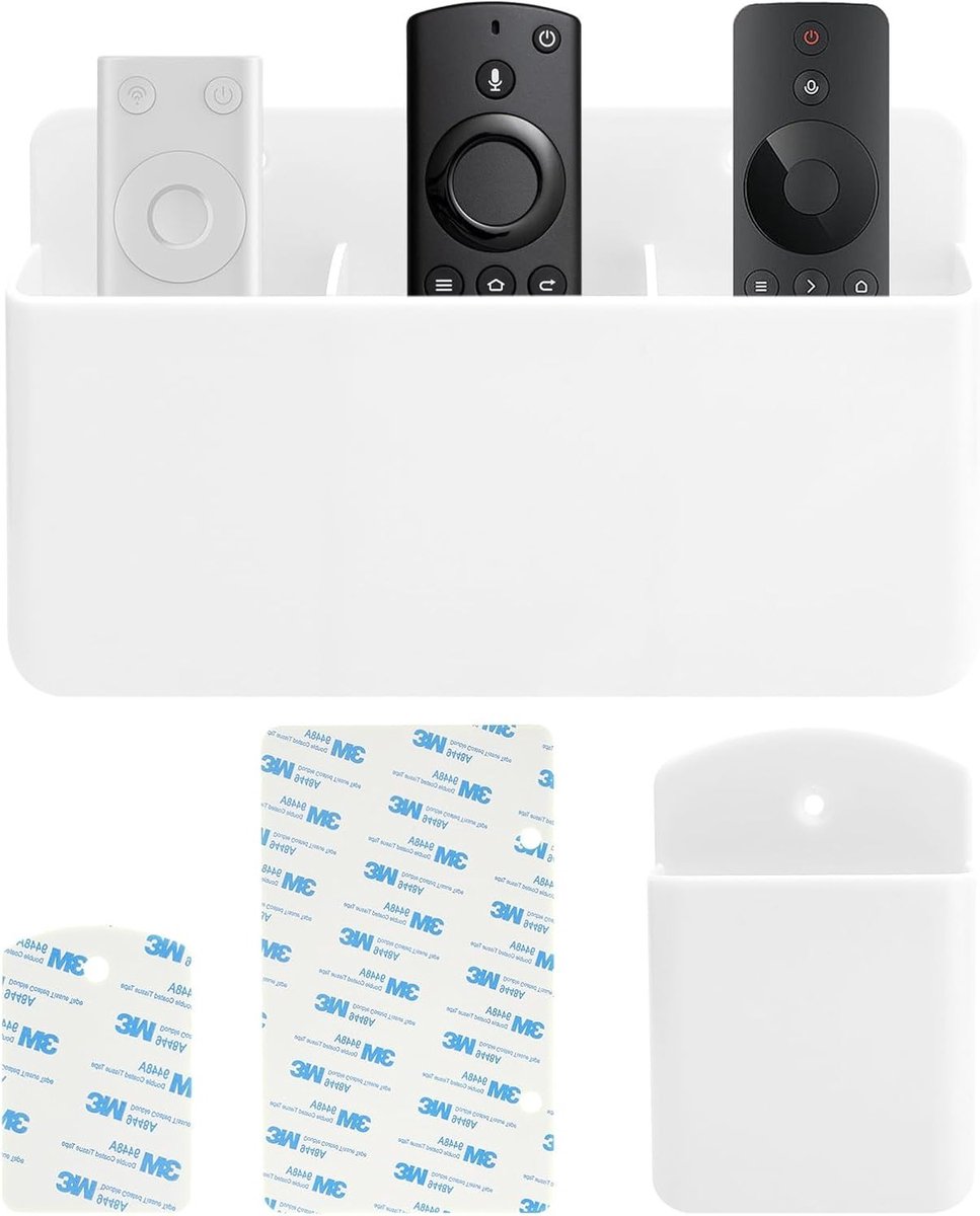 3 Slot Wandmontage Houder voor Afstandsbediening - Zelfklevende Organizer voor TV, Pennen en Markers - Ideaal voor Thuis, Kantoor en School (Wit)