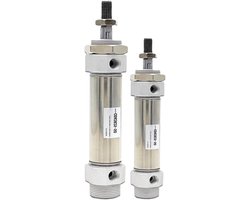 Luchtcilinder - Pneumatische Cilinder - Industriële Automatisering - Roestvrij Staal - Boring 32mm Slag 75mm - Zilver
