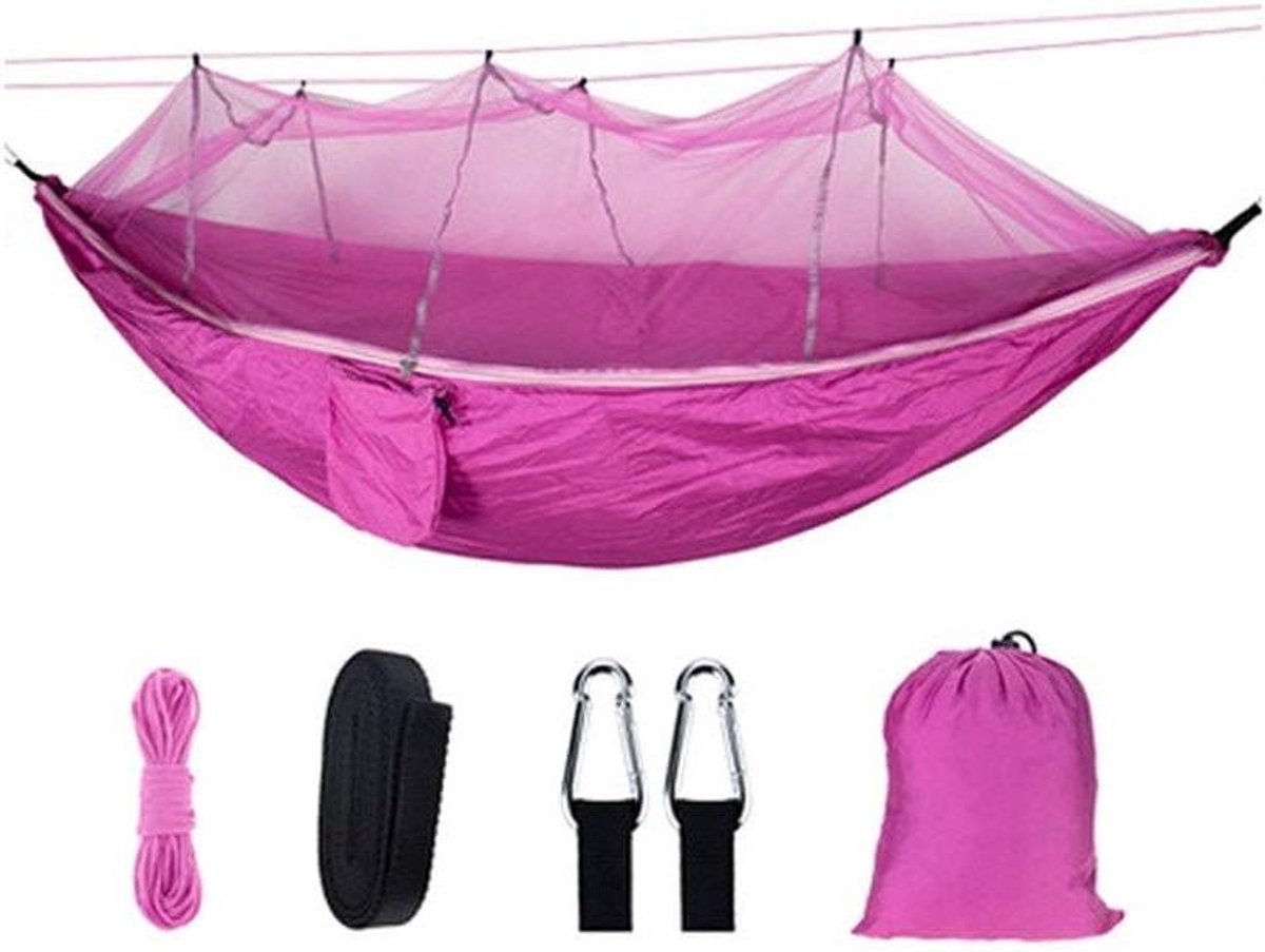 Draagbare campinghangmat - Outdoor hangmat Klamboe hangmat - Kamperen en ontspannen - Met klamboe - 300 kg - Groen