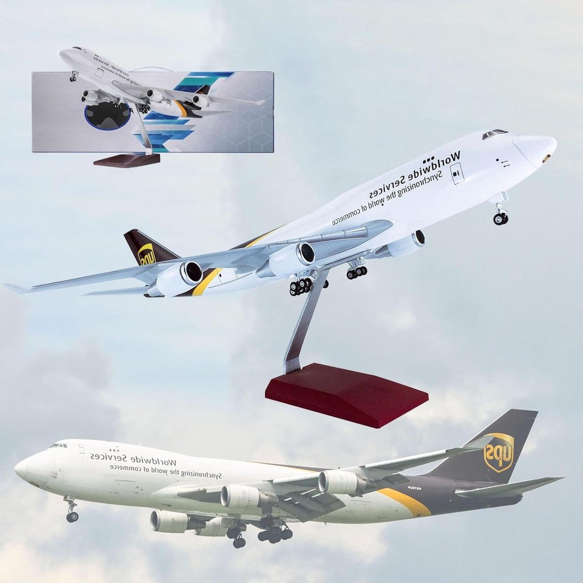 Modelvliegtuig UPS B747 - Vliegtuigmodel Hars - Verzamelen en Decoratie - Gedetailleerd Harsmodel - 18.5 inch schaal 1:150 - Wit