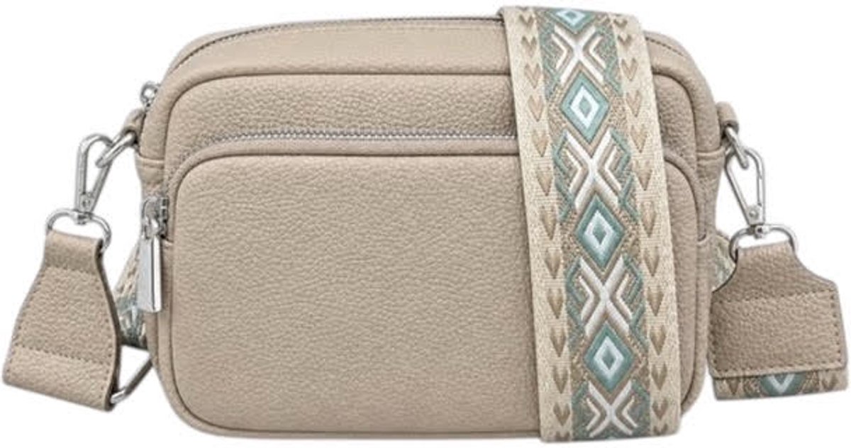 THL Design - Kleine Dames Schoudertas - Klein Tasje - Bag Strap - Taupe