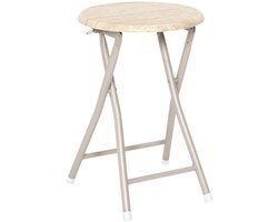 Home Deco Factory Bijzettafel camping - hout/metaal - D30 x H45 cm - opvouwbaar/inklapbaar