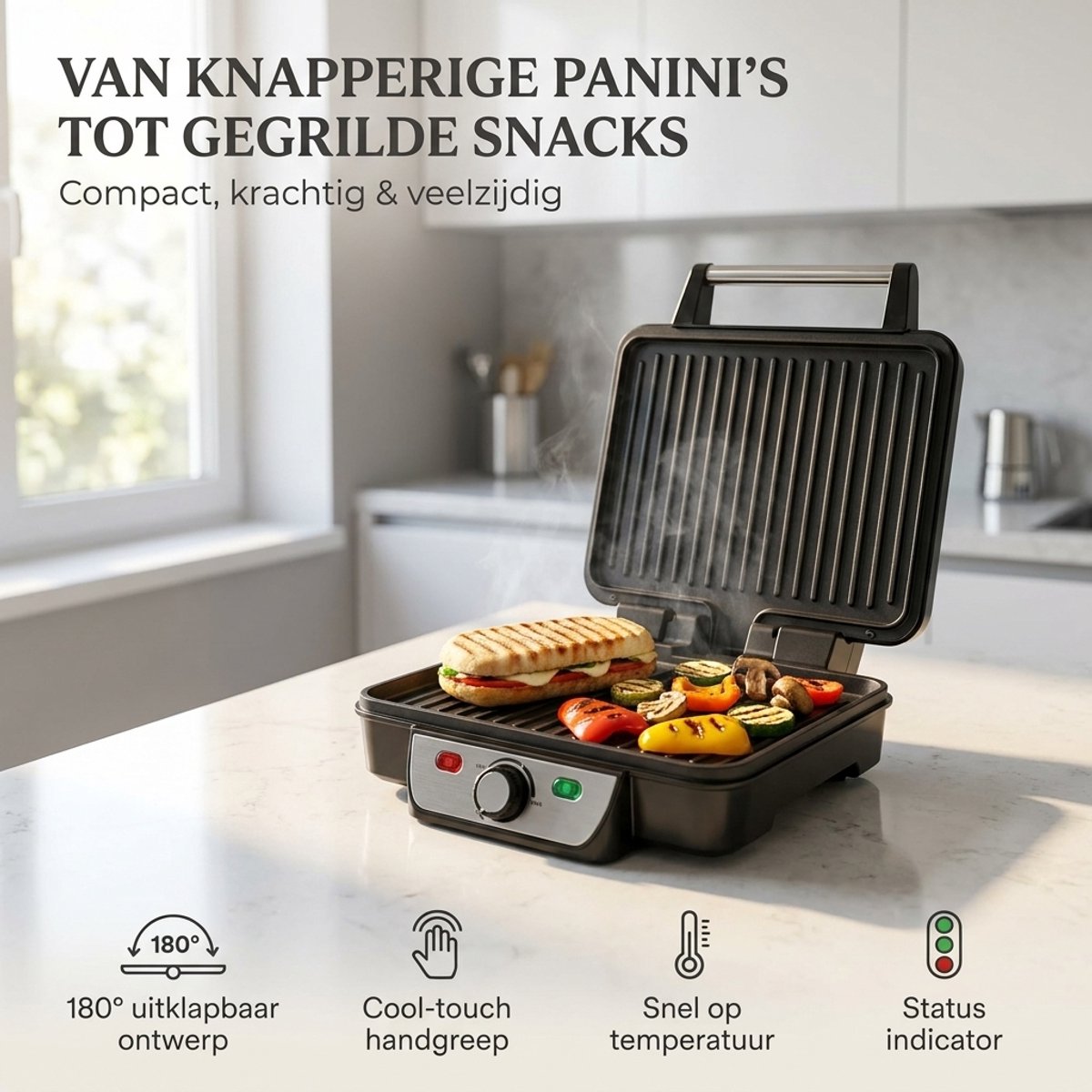 Golermo Tosti Apparaat 2000W - Tosti IJzer en Contactgrill thumbnail 4