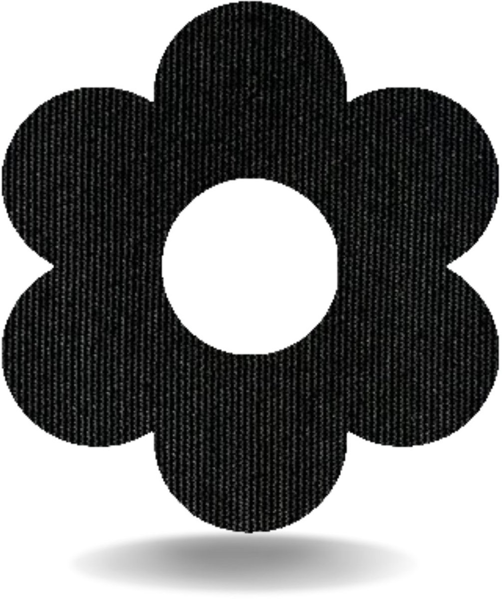 tinsulin - fixtape sensorpleister bloem ringpleister voor Simplera sensor - Dexcom G7 - Freestyle Libre 2 - zwart - set van 20 stuks