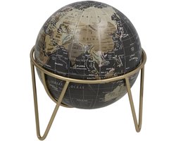 Gerimport Décoration Globe terrestre - noir - D17 x H20 cm - topographie