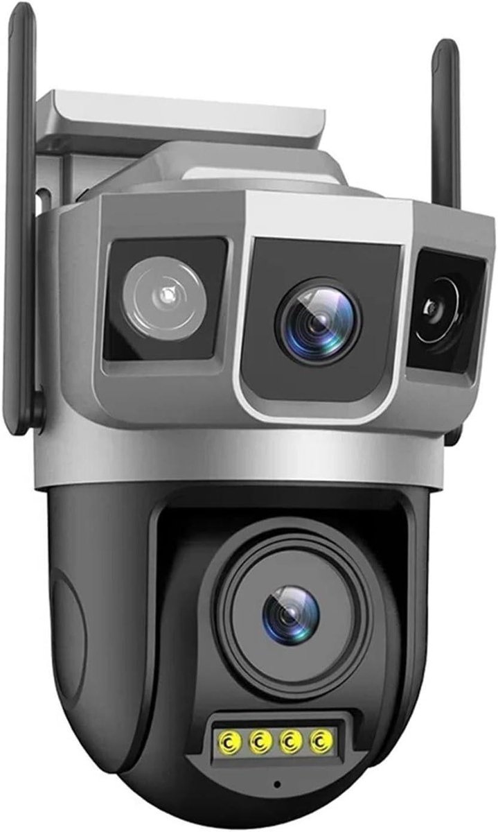 Beveiligingscamera - IP-camera WIFI - Buitenbewaking - Twee lenzen - 4MP - Wit