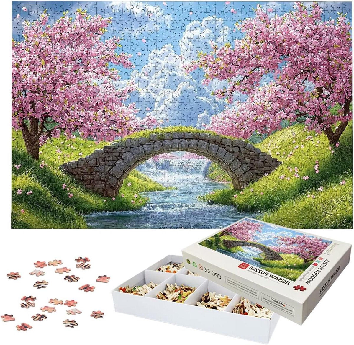 Houten Puzzel - Legpuzzel Landschap - Ontspanning Thuis - Lettermarkering Achterkant - 122 x 81 cm - Meerkleurig