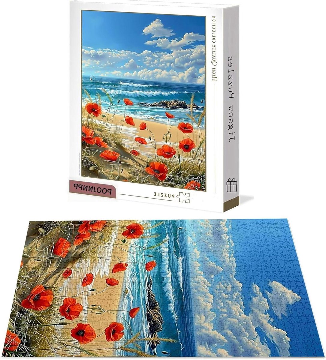 Strandpuzzel 1500 stukjes - Puzzel volwassenen Gezispuzzel - Ontspanning thuis - Letters op achterkant - 87x57 cm - Kleurrijk
