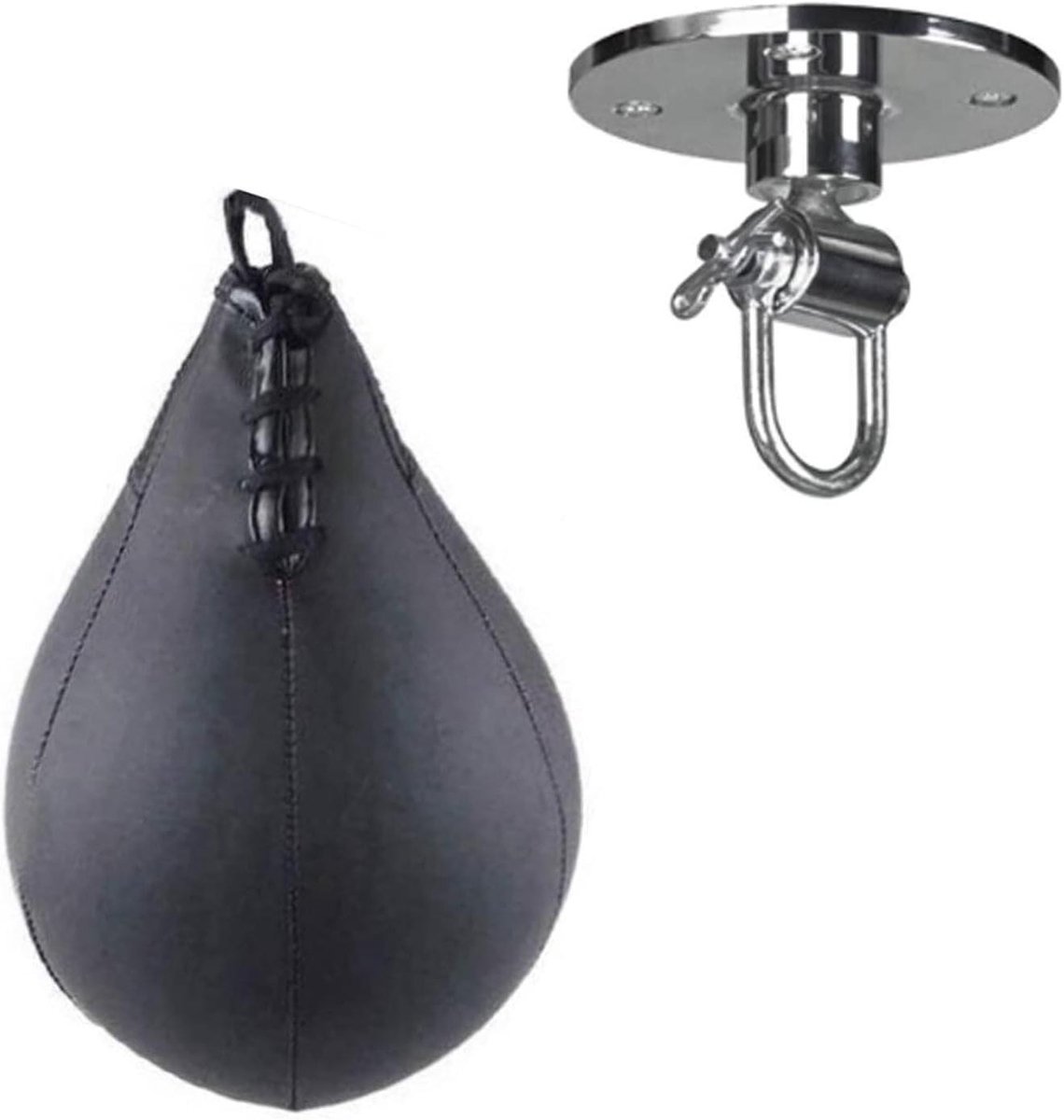 Speedbal Boksen - Boksbal Trainingsbal - Reflex Training - Duurzaam PU Leer - 30 cm Lengte - Zwart