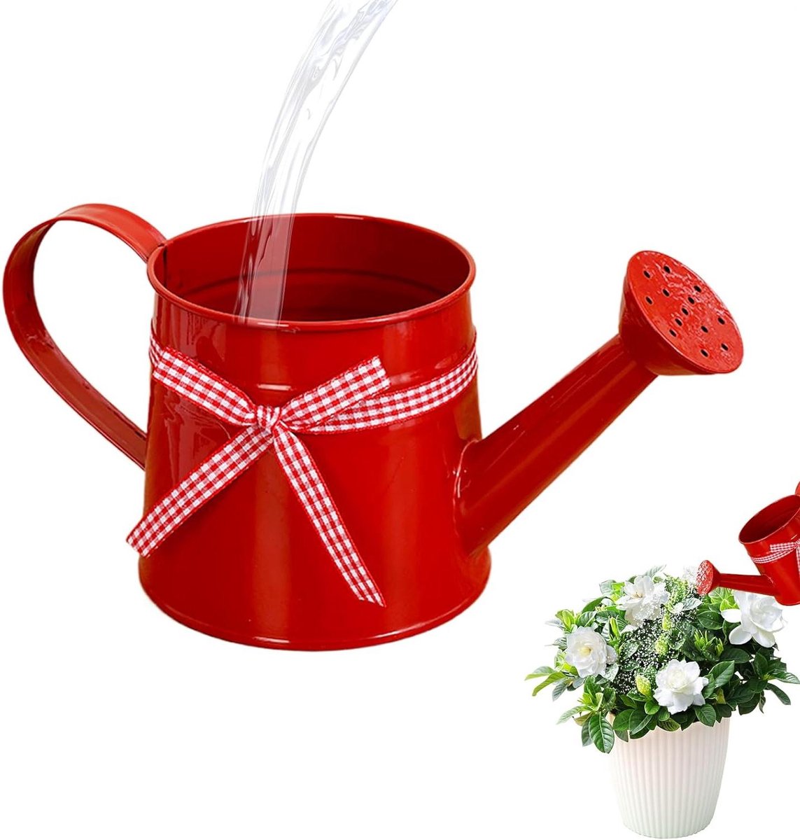 Mini Gietertje - Decoratieve Plantengieter - Planten Water Geven - Roestvrij Metalen Lichaam - 1 Liter - Rood