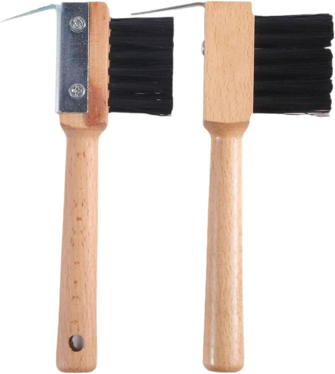 Paardenhoefkrabber met Borstel - Hoefkrabber Reiniger - Paardenverzorging Reinigen - Ergonomisch Handvat Roestvrij Staal - 2 Stuks 17 cm