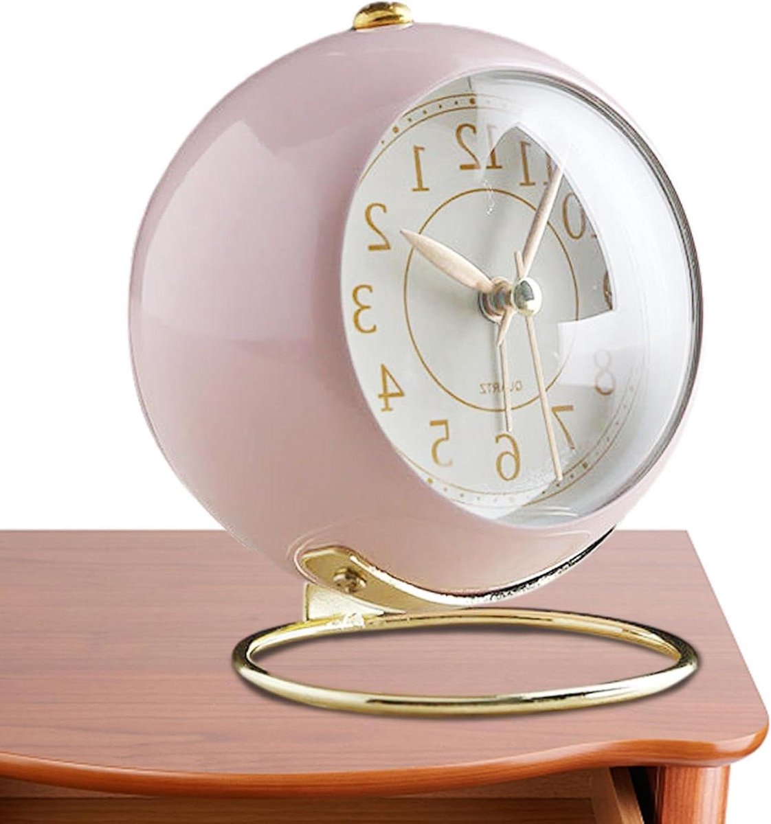Batterij Wekker - Stille Wekker - Wakker Worden - Retro Design - 10.5 cm - Roze