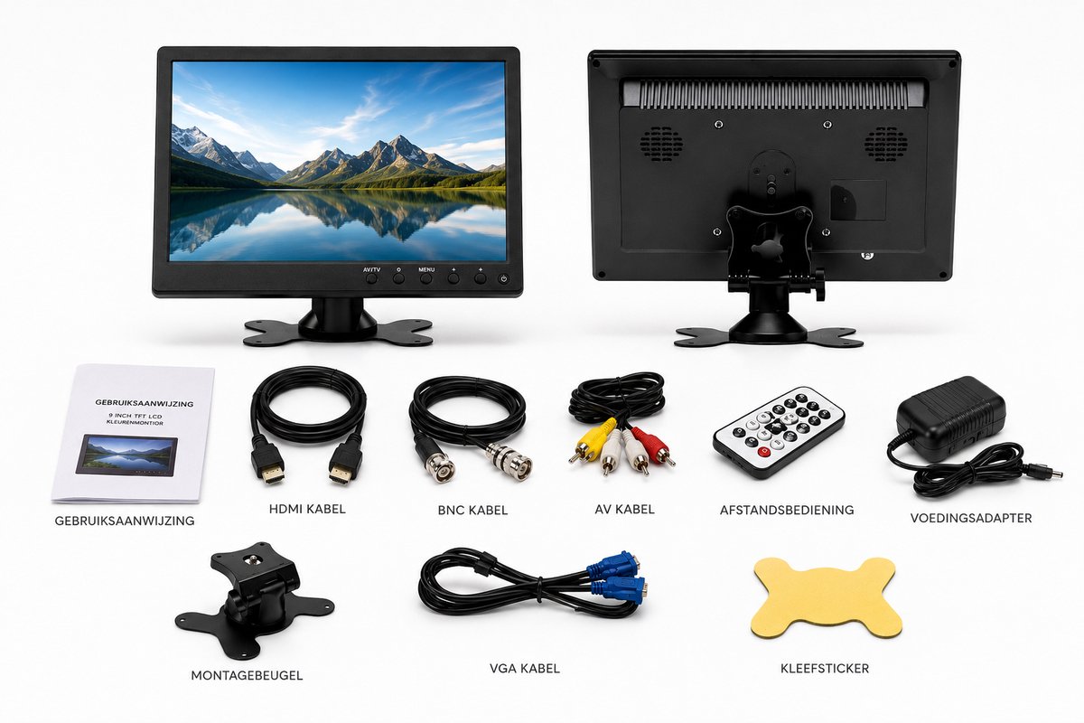 Draagbare 10,1" monitor 1024x600 HDMI VGA AV scherm compact voor werk, gaming, auto en beveiliging - Afbeelding 4