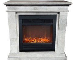 Xaralyn Elektrische haard - Kreta-Mini ELU-SGP - grijs gepolijst natuursteen - 1400 Watt verwarming - met afstandsbediening - haardombouw inclusief inbouwhaard - schouw