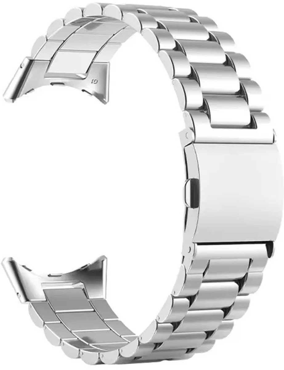 DrPhone Elite No-Gap2 Roestvrij Stalen Horlogeband Compatibel Met Google Pixel Watch 1/2/3/4 – Stainless Steel Schakelband – Verstelbare Smartwatch Band – Zilver