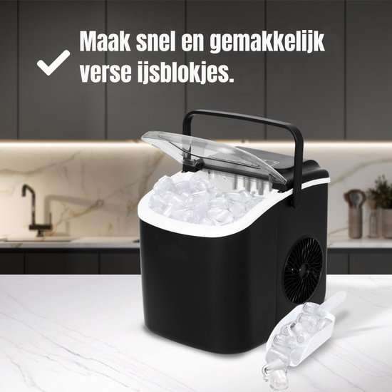 KAD® Ijsblokjes Machine - Ijsmachine - Ijsblokjesmakers - Ijsblokjesmachine - Ijsblokjesmachine Crushed Ice - Zwart - 23cm x 30cm x 29cm van Merkloos — afbeelding 2