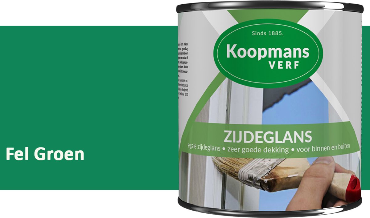 Koopmans Zijdeglans Lakverf – Binnen & Buiten – Kras- en Stootvast – Hoge Dekkracht – Voor Hout, Deuren en Kozijnen – Fel Groen – 375 ml
