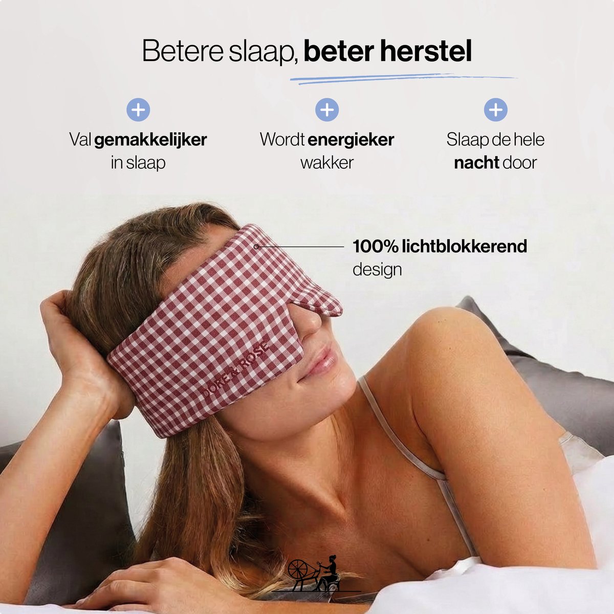 Dore & Rose - Slaapmasker - Oogmasker - Zijden Slaapmasker Voor Mannen en Vrouwen - Deep Sleep Mask - Eye Mask - Verduisterend - Wallen - Rood - Nº 47 Bordeaux Héritage Plaid — afbeelding 2