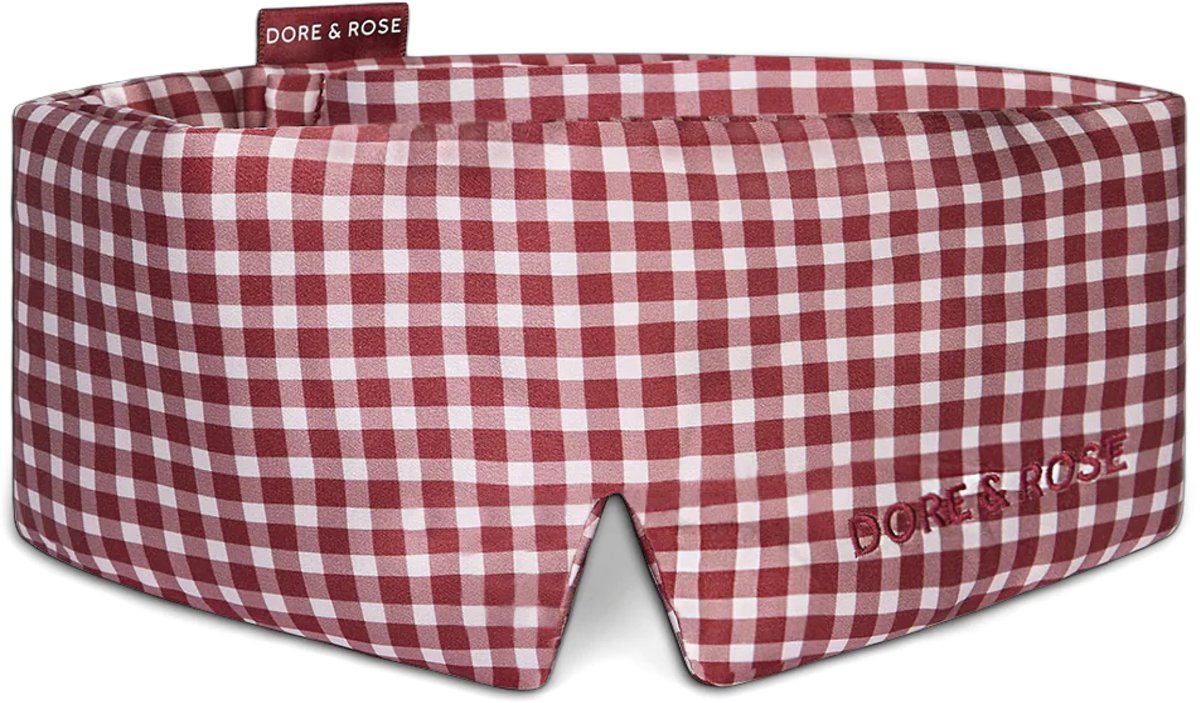 Dore & Rose - Slaapmasker - Oogmasker - Zijden Slaapmasker Voor Mannen en Vrouwen - Deep Sleep Mask - Eye Mask - Verduisterend - Wallen - Rood - Nº 47 Bordeaux Héritage Plaid