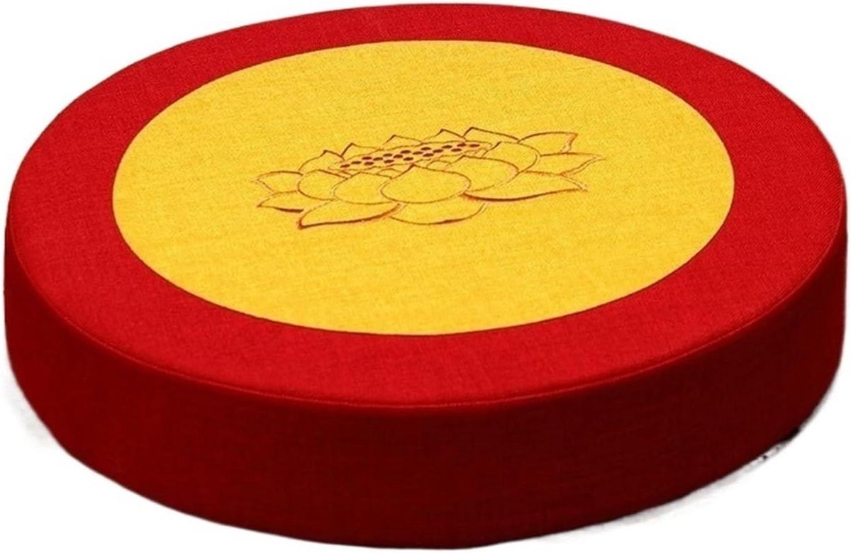Vloerkussen Rond - Meditatiekussen Gebedskussen - Ontspannen Zitten - Klassieke Chinese Stijl - 40cm - Rood