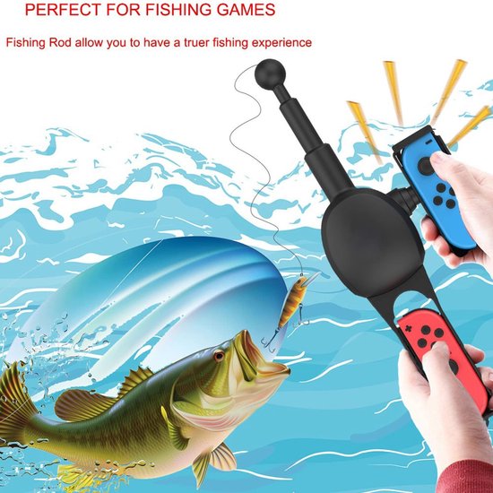 ONF3 - Hengel Handvat Vissen - Spel Kit voor Nintendo Switch - Inclusief Joy-Con Accessoires - Perfect voor gaming - Geschikt voor visliefhebber... — afbeelding 4