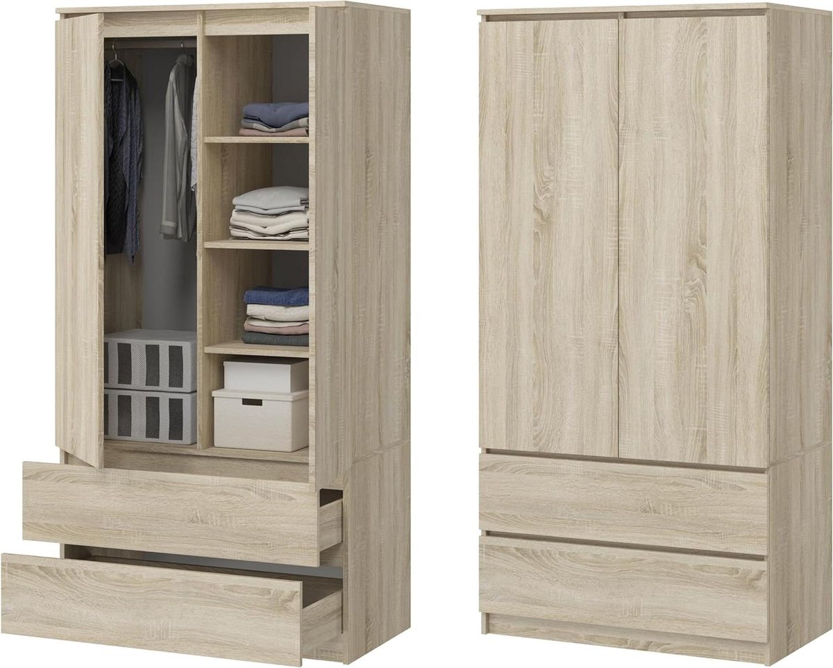 Kledingkast - Opberger - Kleding Opbergen - Matte Afwerking - 90x180x50 cm - Eiken Sonoma