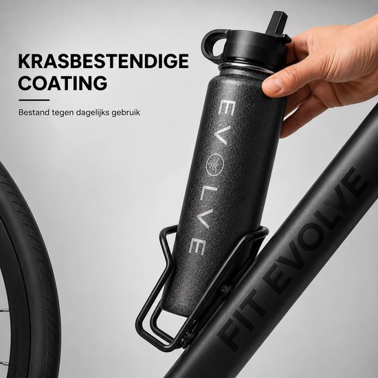Fit Evolve Fietsbidon 600 ml – RVS Drinkfles - Waterfles – Geïsoleerde Thermosfles – Bidon voor Racefiets & Mountainbike – Past in Elke Bidonhouder