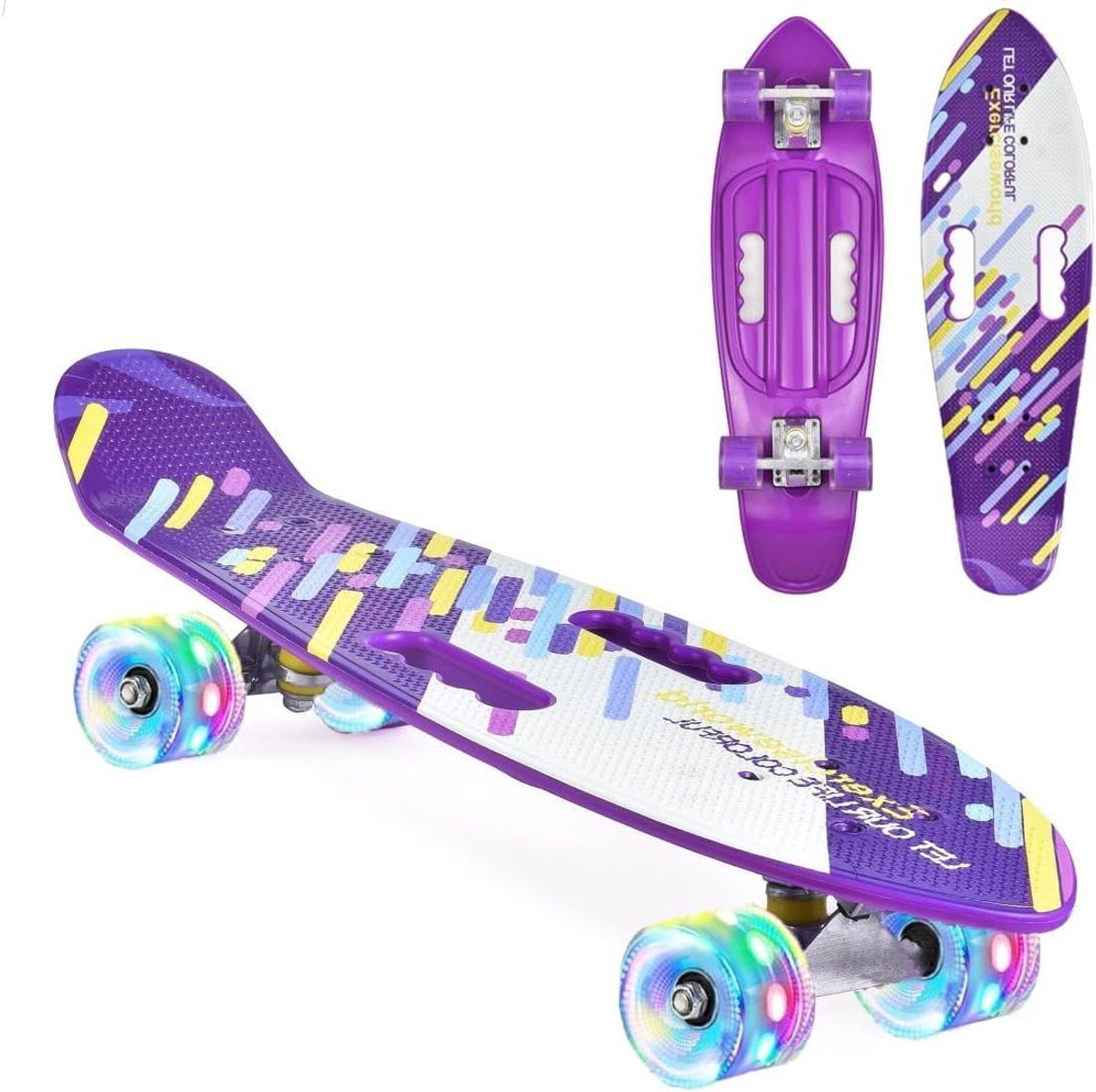 Kinder skateboard Cruiser board Buiten spelen Lichtgevende wielen 22 inch
