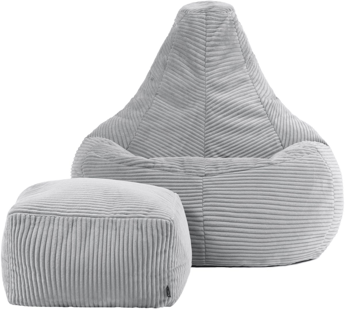 Icon Dalton Zitzak Fauteuil met Poef - Gaming - Ribfluweel - Grijs