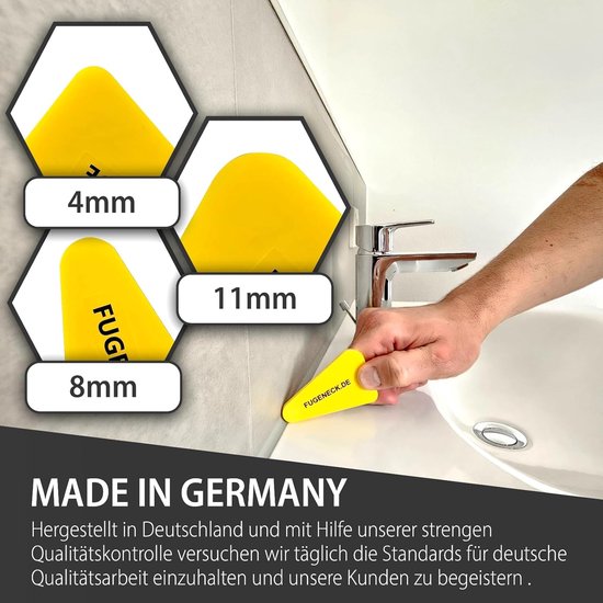Voegentrekkerset - Gereedschap Set - Gladde Voegen Maken - Slijtvast Elastomeer - 3 Breedtes - Geel — afbeelding 5