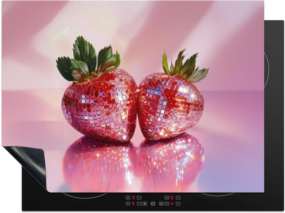Inductie Beschermer - Kookplaat Mat - Keuken Decoratie - Unieke Fotoprint - 71x52 cm - Disco Fruit Glitter