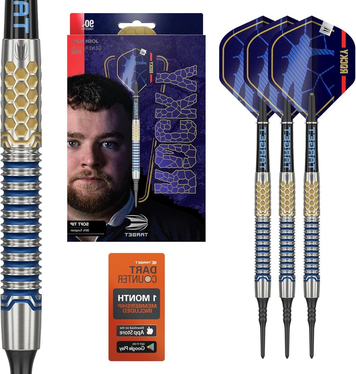 Zachte Dartpijlen Set - Tungsten Darts - Precisie Werpen - Dynamisch Gripontwerp - 20 Gram - Blauw Goud