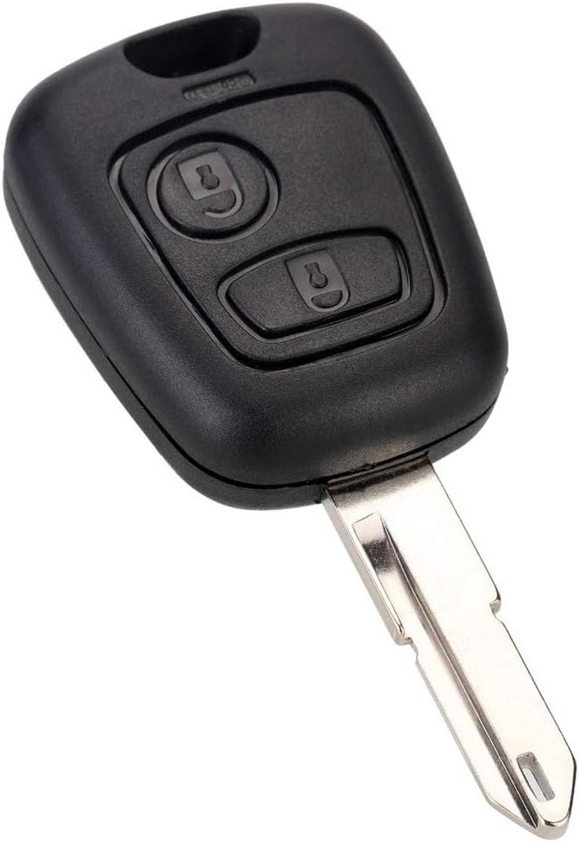 Ongeknipte afstandsbediening sleutel behuizing voor Peugeot 106 en 206 - 2 knoppen, vervangend sleutelblad, auto sleutel accessoire
