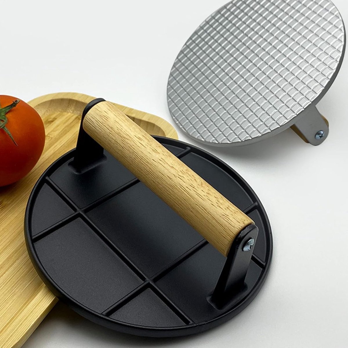 Burgerpers - Grillpers Smasher - Vlees Grillen - Gietijzeren Constructie - 63 inch - Zwart