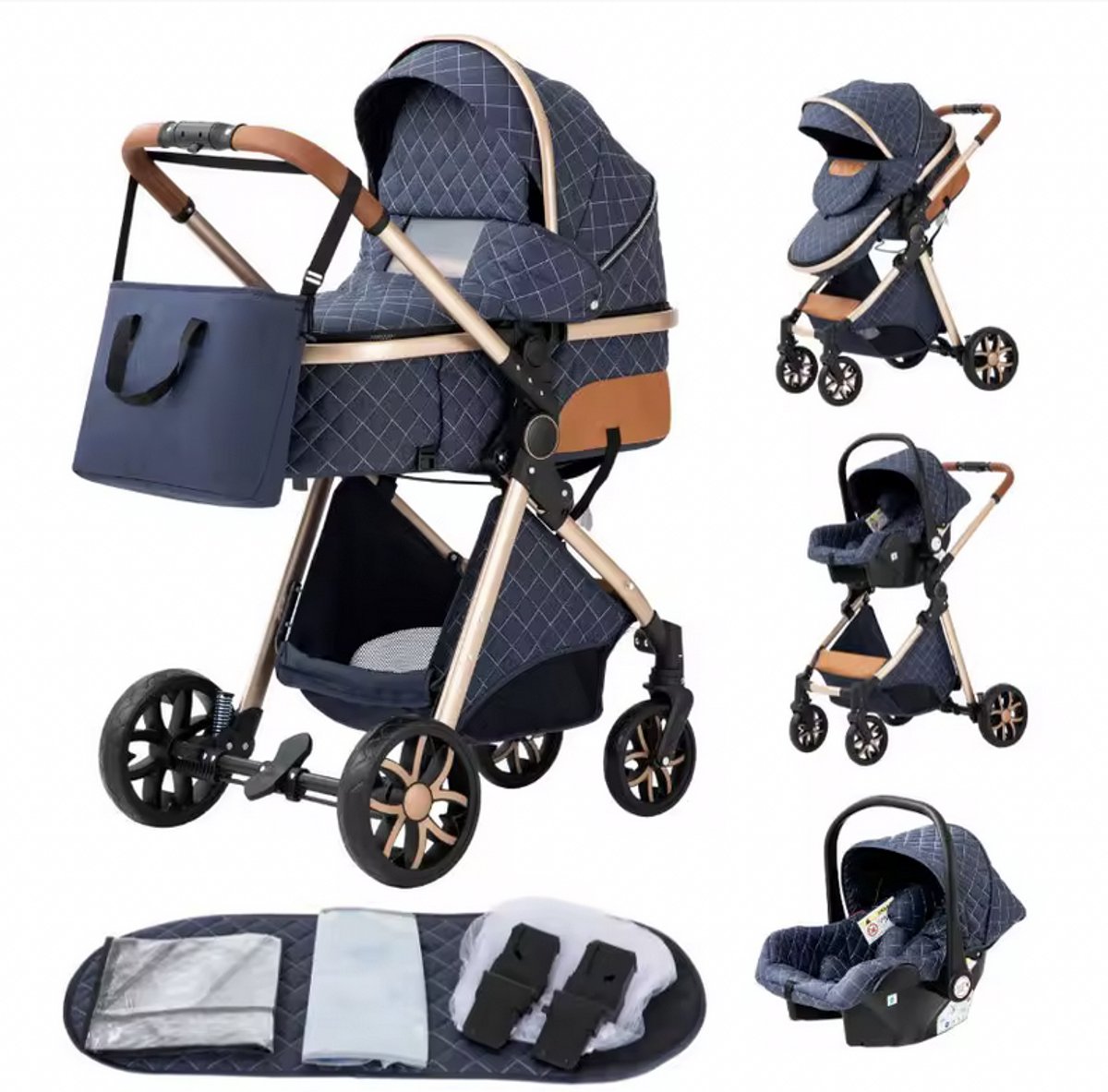 Mayo Solutions Inklapbare Kinderwagen 3 In 1 - Blauw - Mayo solutions - €224,95