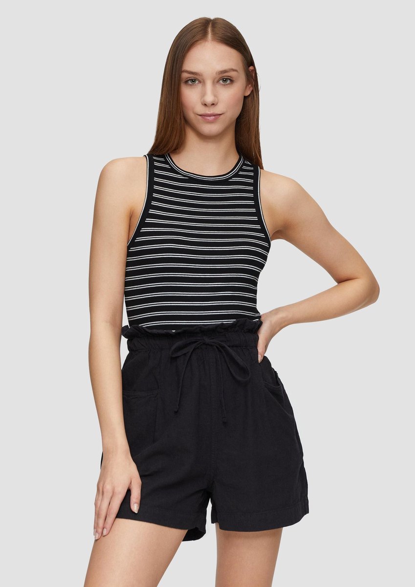 QS - female - Cropped geribde top met slim fit