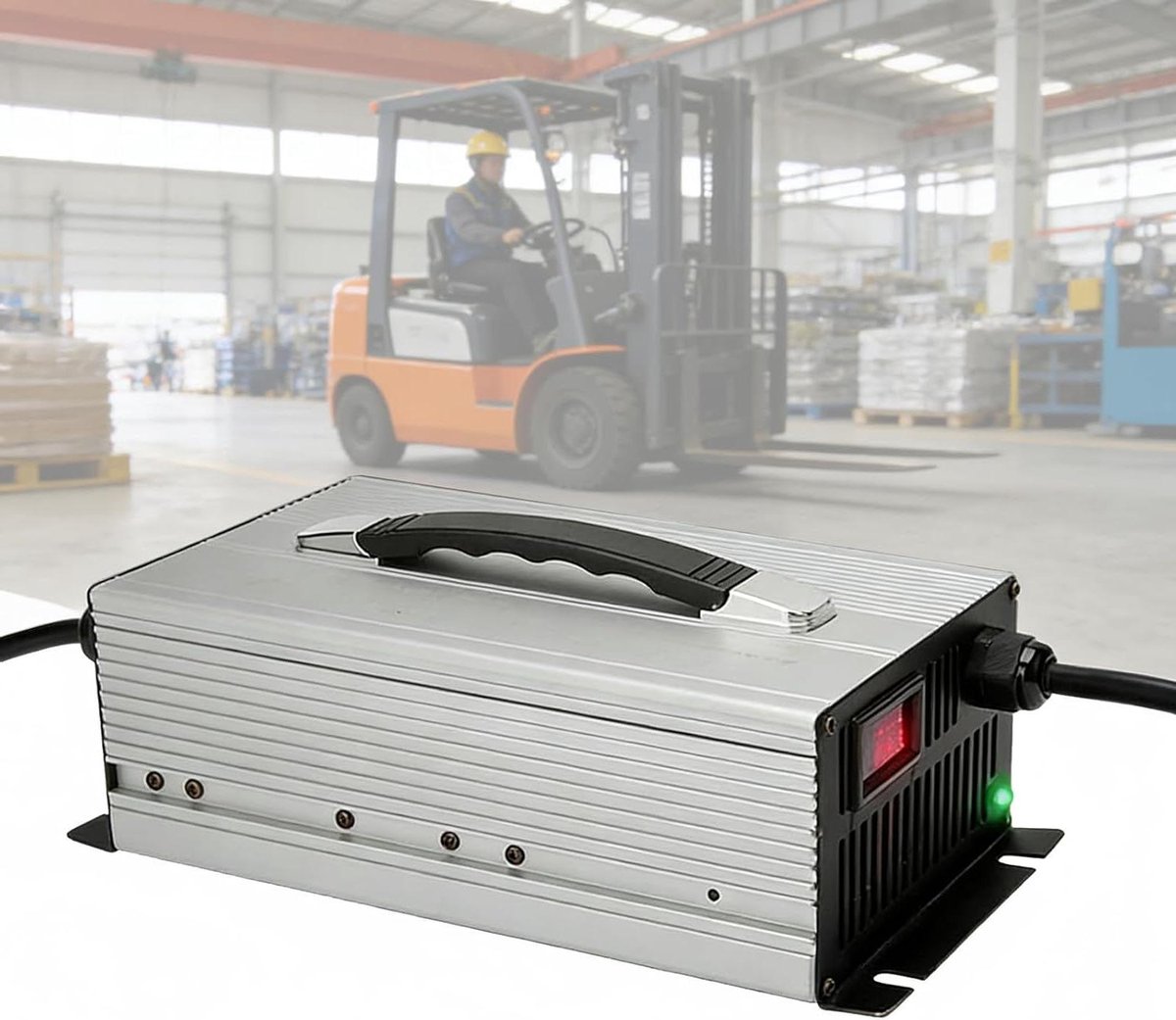 Heftruck Acculader - Palletwagen Lader - Accu Opladen - Slimme Laadfunctie - 303x154x92mm - Zilver