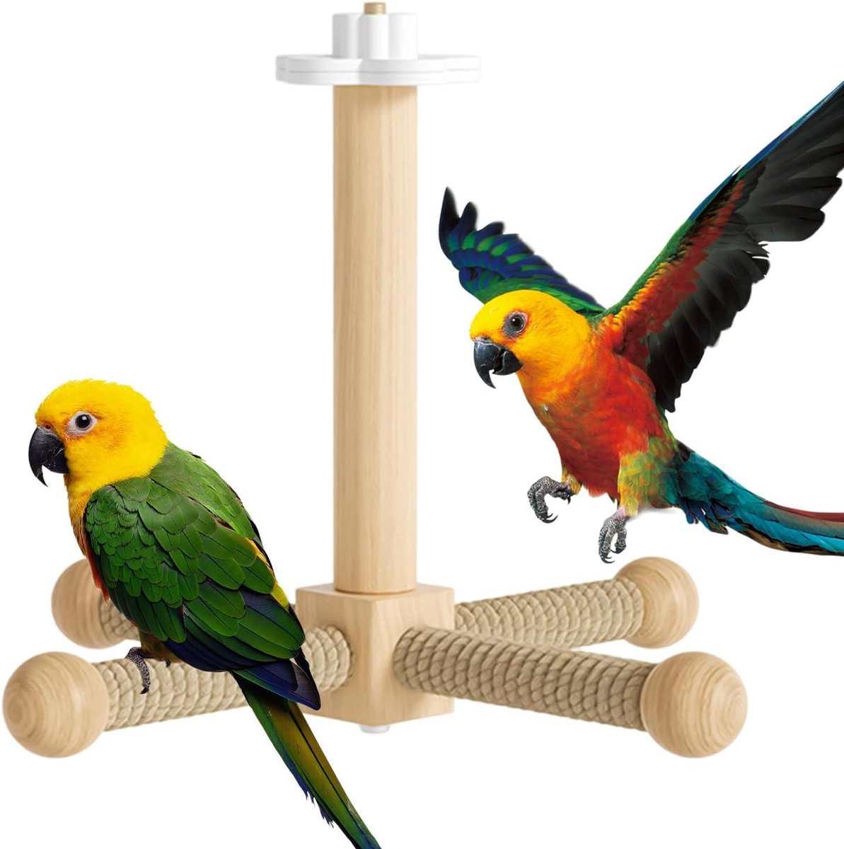 Vogel Zitstok Speelgoed - Houten Vogelhuisje - Vogels Actief Houden - Pootslijpend Ontwerp - 21.5 x 21.5 x 16.5 cm