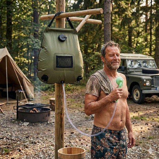 Solar Camping Douche 20L met Temperatuurmeter - Draagbare Outdoor Douchezak met Douchekop - Zonneverwarming voor Kamperen, Reizen, Strand & Noodgebruik van Solar — afbeelding 3