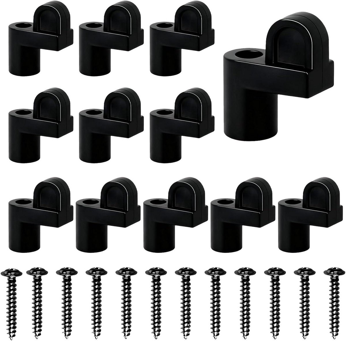 Raamscherm Clips - Horclips Raam - Schermen Bevestigen - Winddichte Structuur - 12 Stuks - Zwart