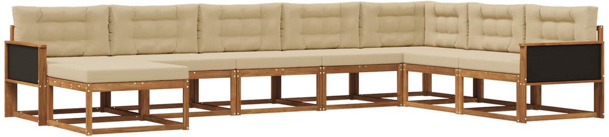 vidaXL Buiten - bank - set - 8 - st - 8-zits - Natuurlijk - en - Beige Natuurlijk en Beige