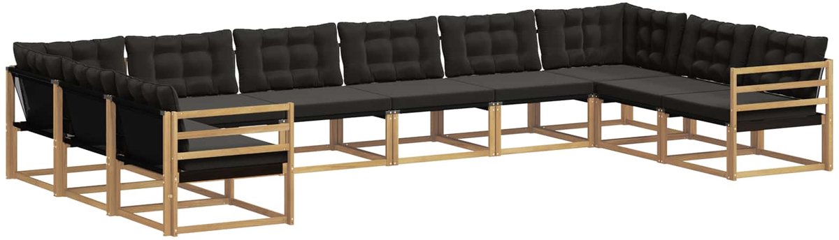 vidaXL Buiten - bank - set - 10 - st - 10-zits - Wit - en - zwart Wit en zwart