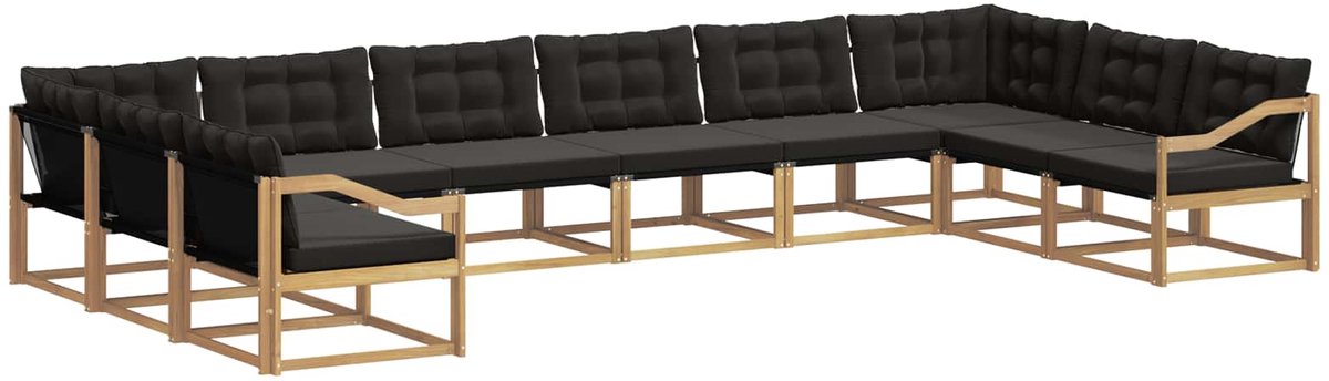 vidaXL Buiten - bank - set - 10 - st - 10-zits - Wit - en - zwart Wit en zwart