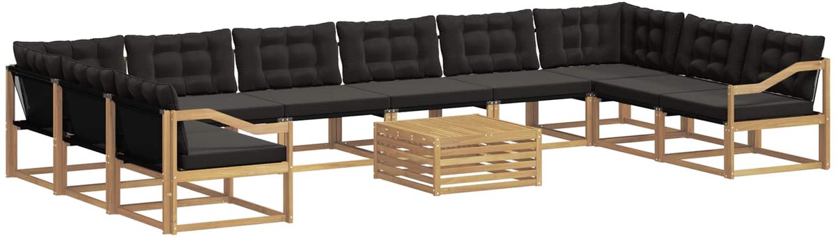 vidaXL Buiten - bank - set - 11 - st - 10-zits - Wit - en - zwart Wit en zwart
