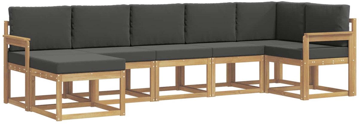 vidaXL Buiten - bank - set - 7 - st - 7-zits - Wit - en - antracietkleurig - Polyester Wit en antracietkleurig