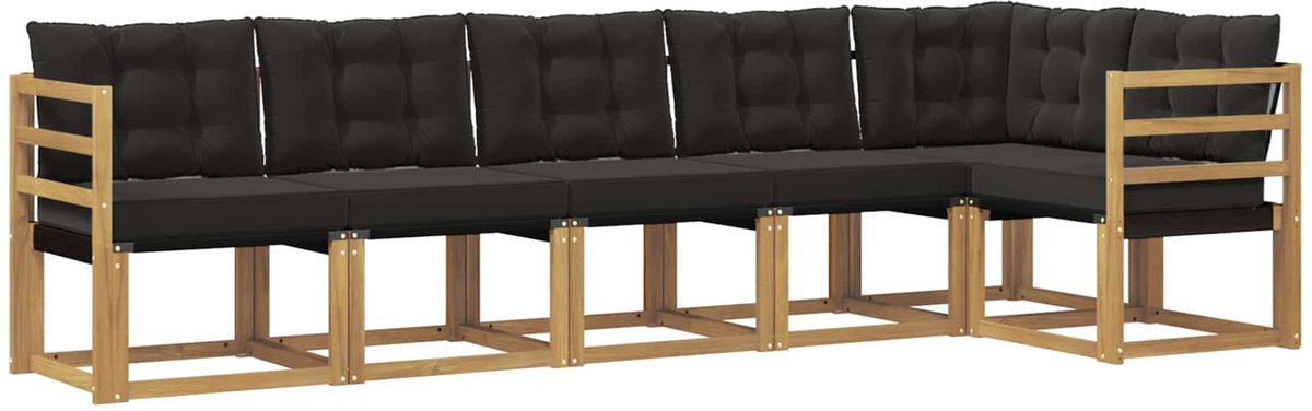 vidaXL Buiten - bank - set - 6 - st - 6-zits - Wit - en - zwart Wit en zwart