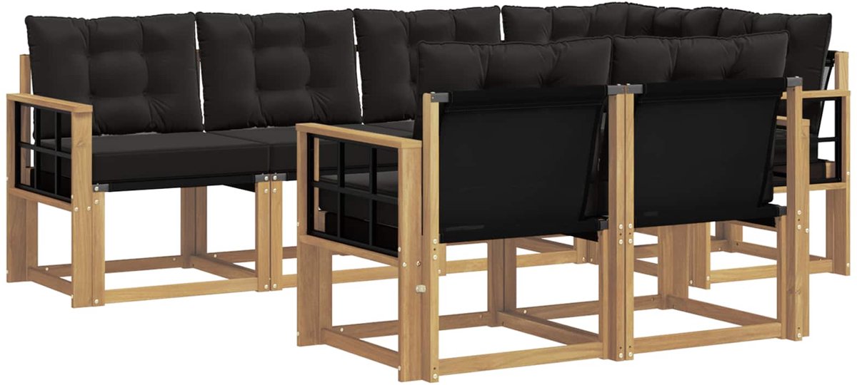 vidaXL Buiten - bank - set - 7 - st - 7-zits - Wit - en - zwart Wit en zwart