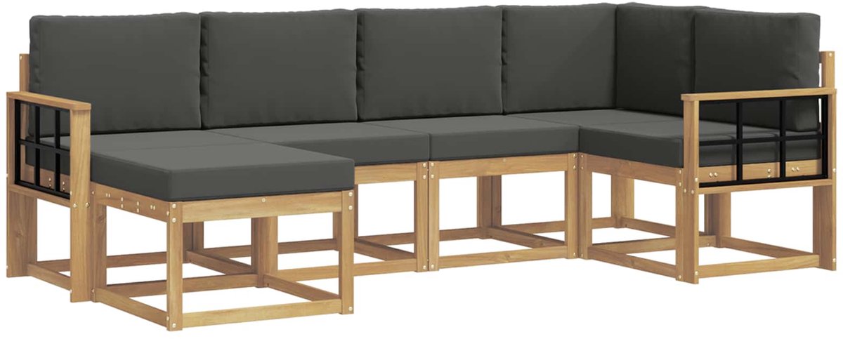 vidaXL Buiten - bank - set - 6 - st - 6-zits - Wit - en - antracietkleurig - Polyester Wit en antracietkleurig