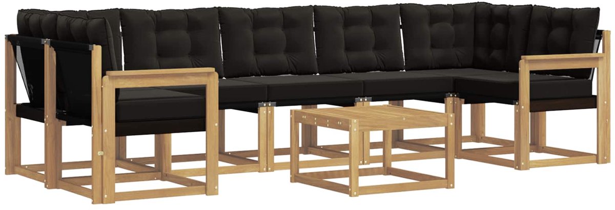 vidaXL Buiten - bank - set - 8 - st - 7-zits - Wit - en - zwart Wit en zwart