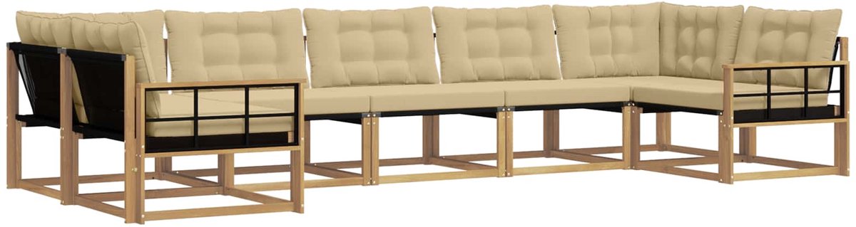 vidaXL Buiten - bank - set - 7 - st - 7-zits - Wit - en - Beige Wit en Beige